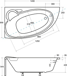 Besco Акриловая ванна Finezja Nova 140x95 L – фотография-5
